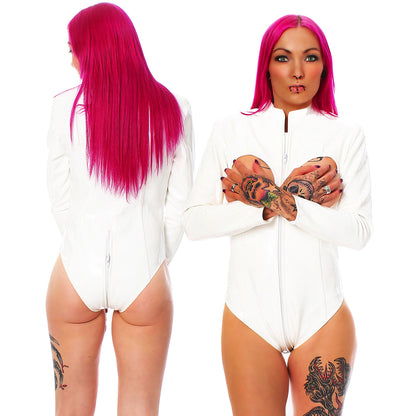 Lack Body Vinyl Qualität brustfrei div. Farben Gr S M L XL XXL 3 Wege YKK Zipper