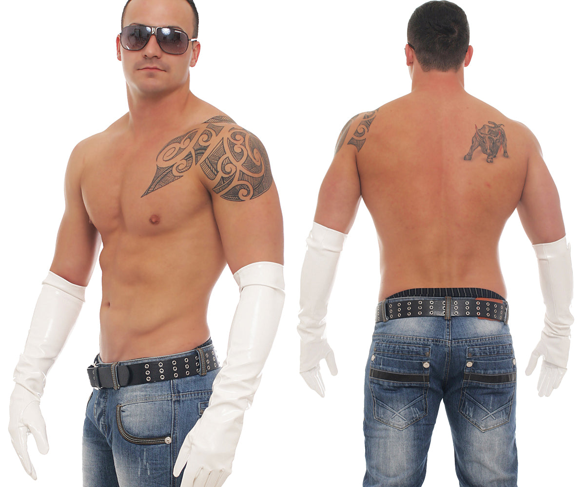 Lange Herren Lack Handschuhe in Vinyl Qualität diverse Farben Spaßfaktor Langlebigkeit