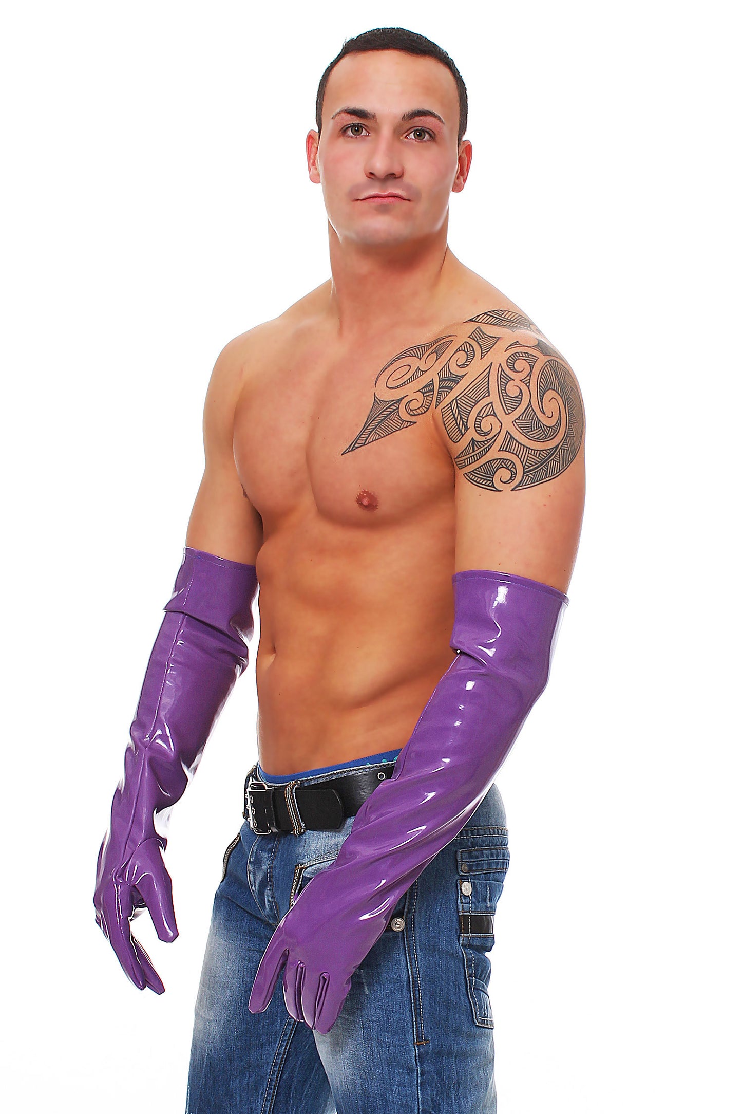 Lange Herren Lack Handschuhe in Vinyl Qualität diverse Farben Spaßfaktor Langlebigkeit