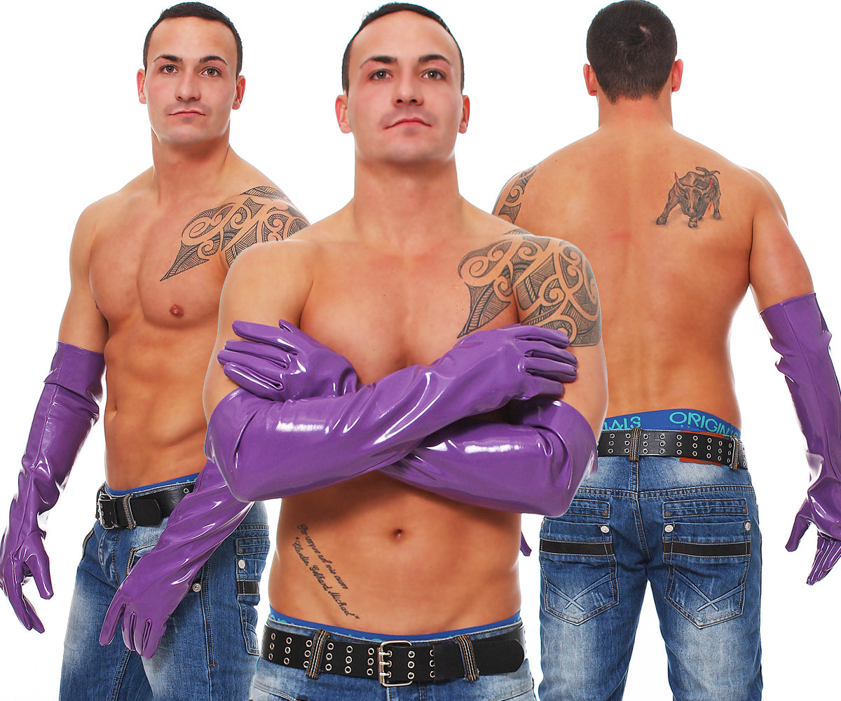 Lange Herren Lack Handschuhe in Vinyl Qualität diverse Farben Spaßfaktor Langlebigkeit