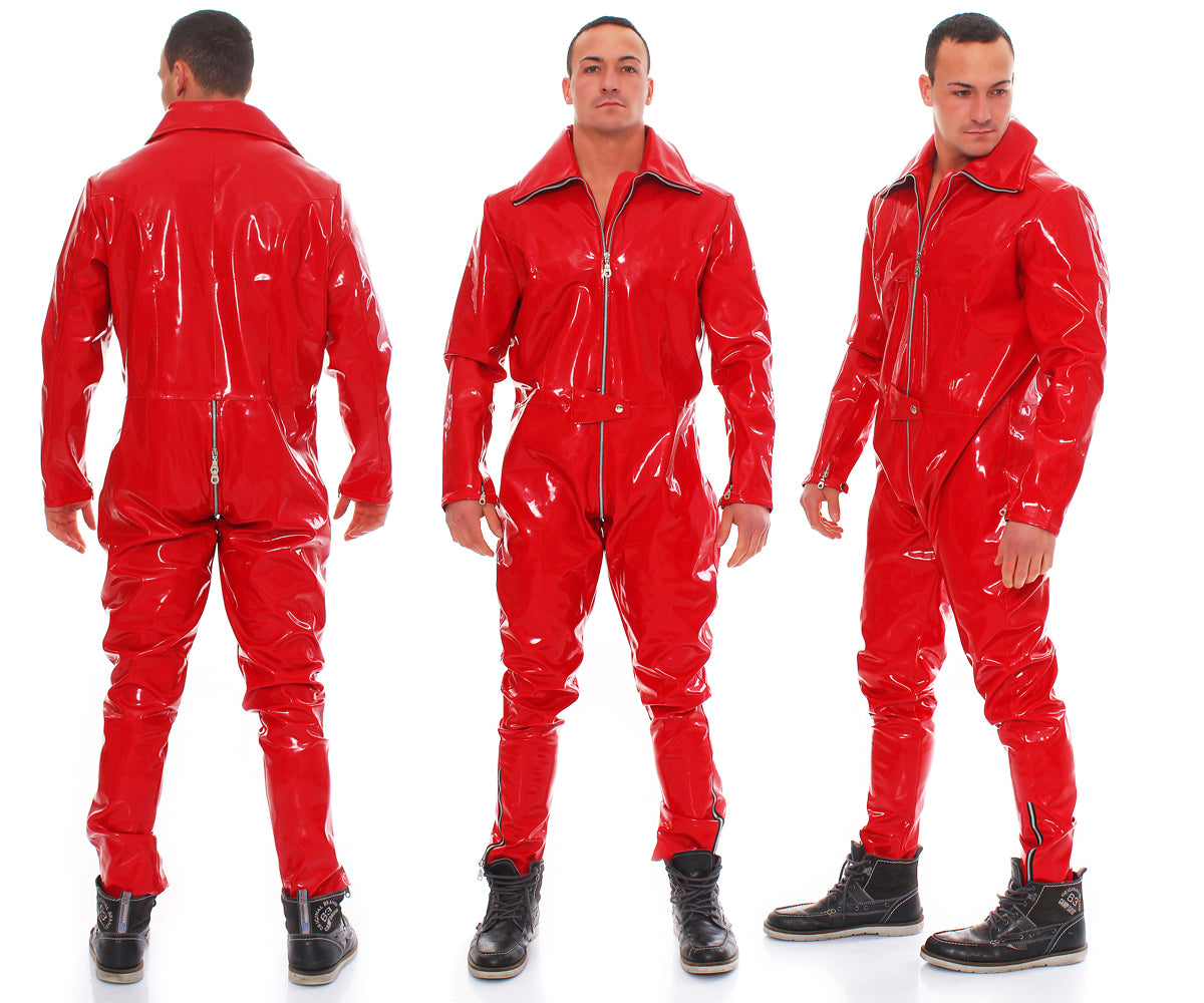 Lackoverall Lack Vinyl Qualität Overall Anzug 3 Wege YKK Zipper Schritt Arm Bein