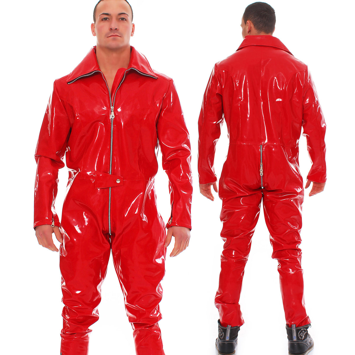 Lackoverall Lack Vinyl Qualität Overall Anzug 3 Wege YKK Zipper Schritt Arm Bein