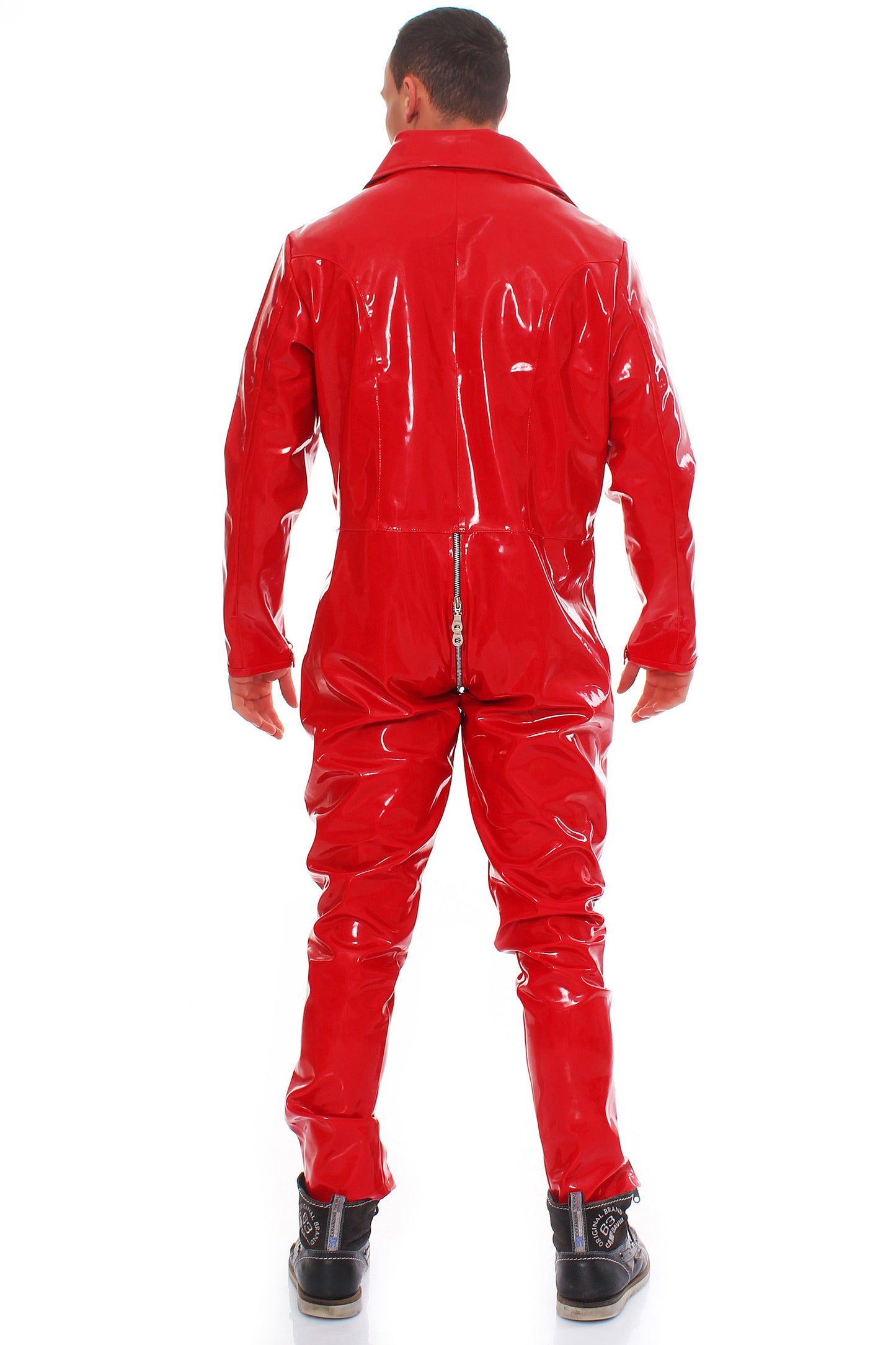 Lackoverall Lack Vinyl Qualität Overall Anzug 3 Wege YKK Zipper Schritt Arm Bein