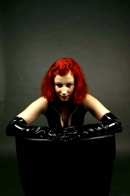 Lange Damen Lack Handschuhe Vinyl Qualität div. Farben Spaßfaktor Langlebigkeit