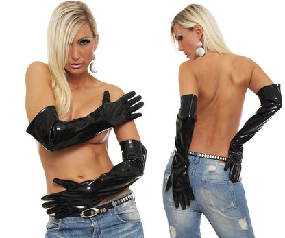 Lange Damen Lack Handschuhe Vinyl Qualität div. Farben Spaßfaktor Langlebigkeit