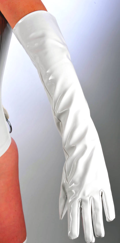 Lange Damen Lack Handschuhe Vinyl Qualität div. Farben Spaßfaktor Langlebigkeit