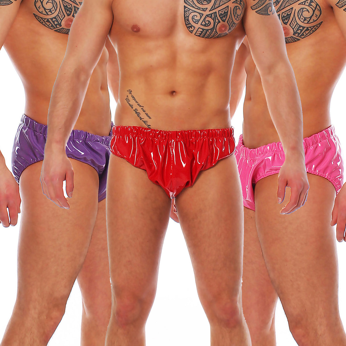 Herren Lack Slip in Vinyl Qualität diverse Farben Bund & Leistenbänder langlebig