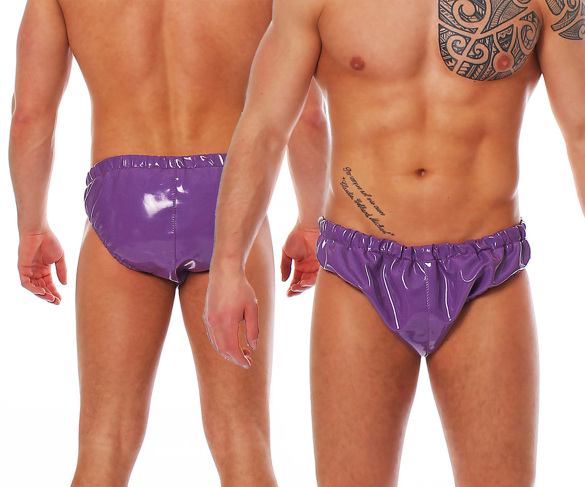 Herren Lack Slip in Vinyl Qualität diverse Farben Bund & Leistenbänder langlebig