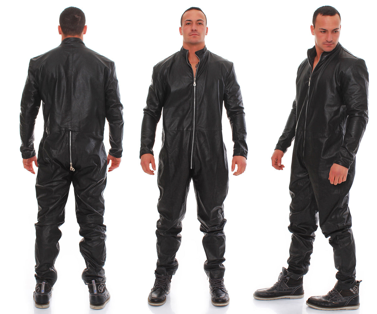 Echt Leder Overall Catsuit Anzug weiches Rindsleder 3-Wege YKK diverse Größen