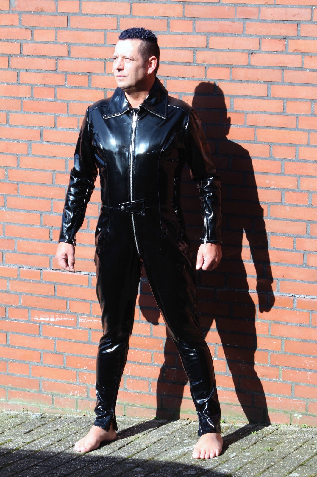 Lackoverall Lack Vinyl Qualität Overall Anzug 3 Wege YKK Zipper Schritt Arm Bein