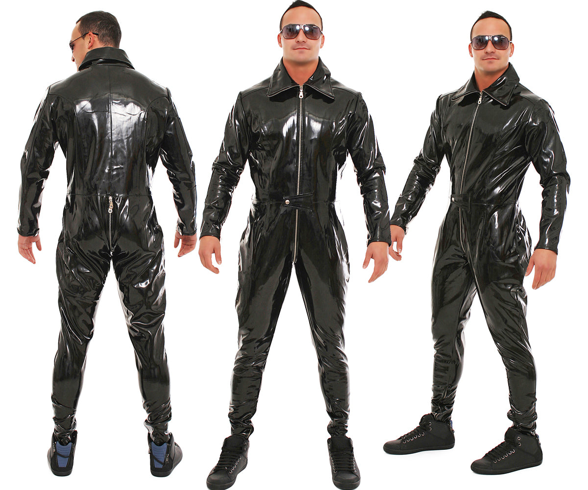 Lackoverall Lack Vinyl Qualität Overall Anzug 3 Wege YKK Zipper Schritt Arm Bein