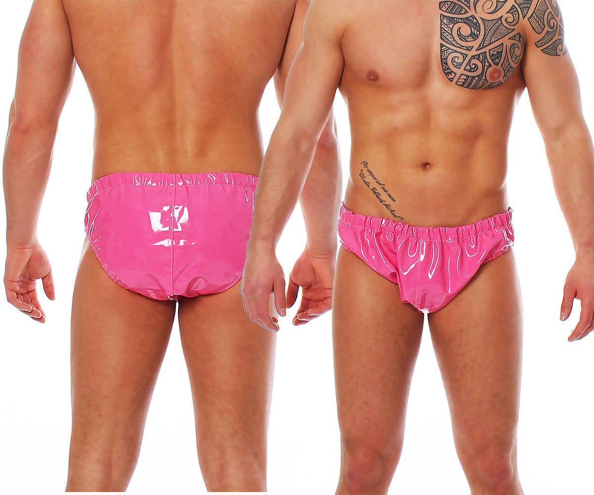 Herren Lack Slip in Vinyl Qualität diverse Farben Bund & Leistenbänder langlebig