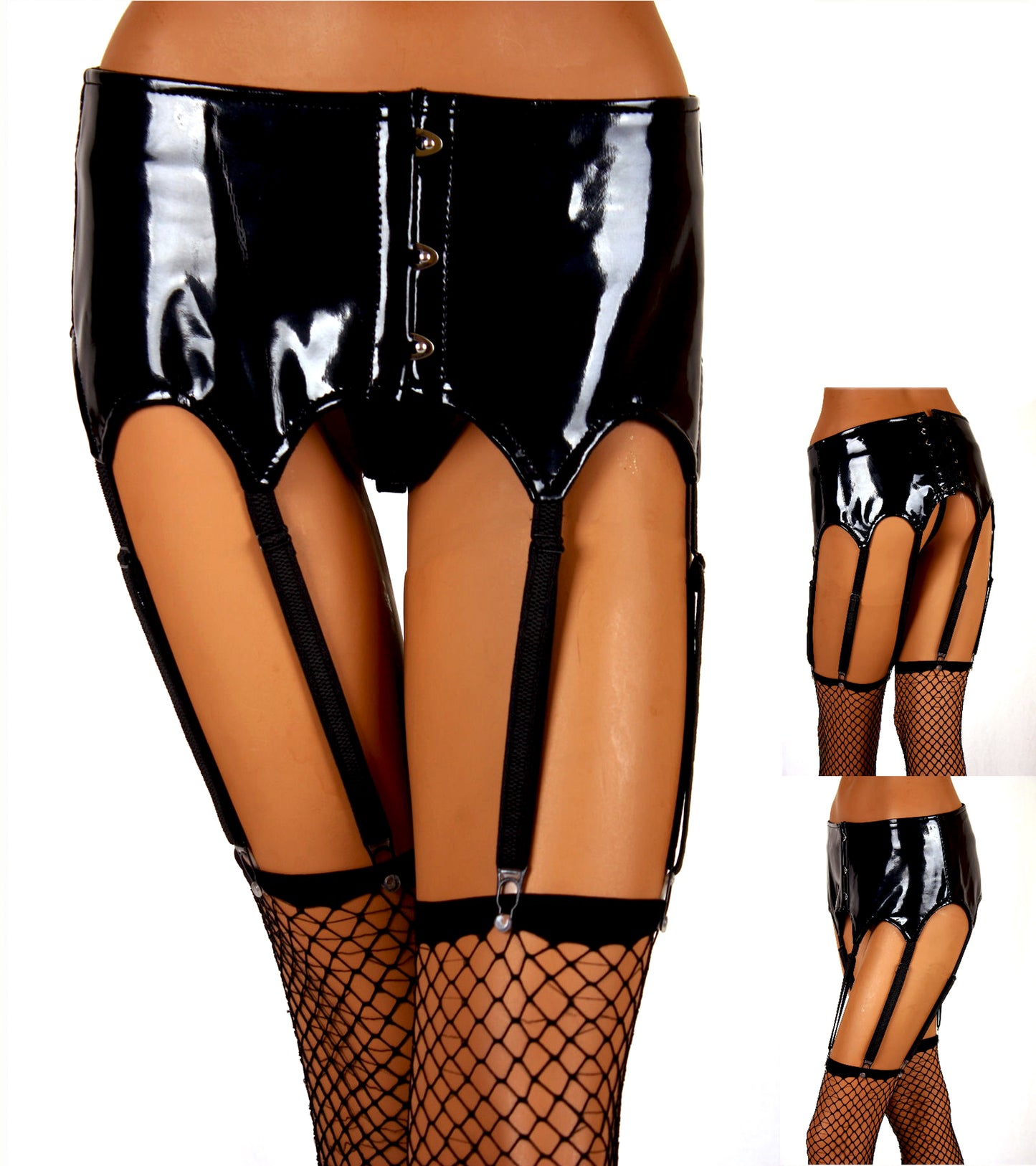 Lack 8 Straps Gürtel in Vinyl Qualität Innenfutter Baumwolle Strapsgürtel breit