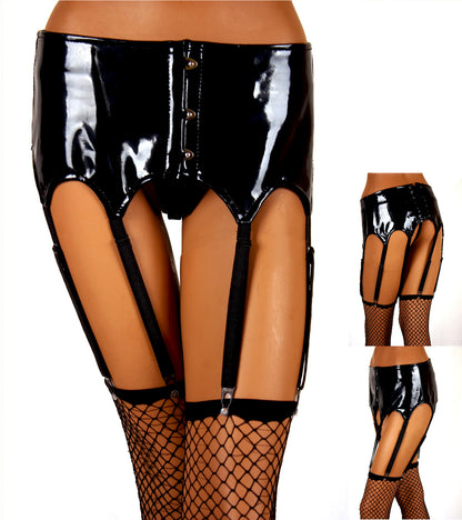 Lack 8 Straps Gürtel in Vinyl Qualität Innenfutter Baumwolle Strapsgürtel breit