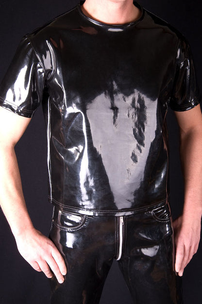 Herren knackiges Lack Shirt in Vinyl Qualität swz S M L XL XXL nur für Lack Fans