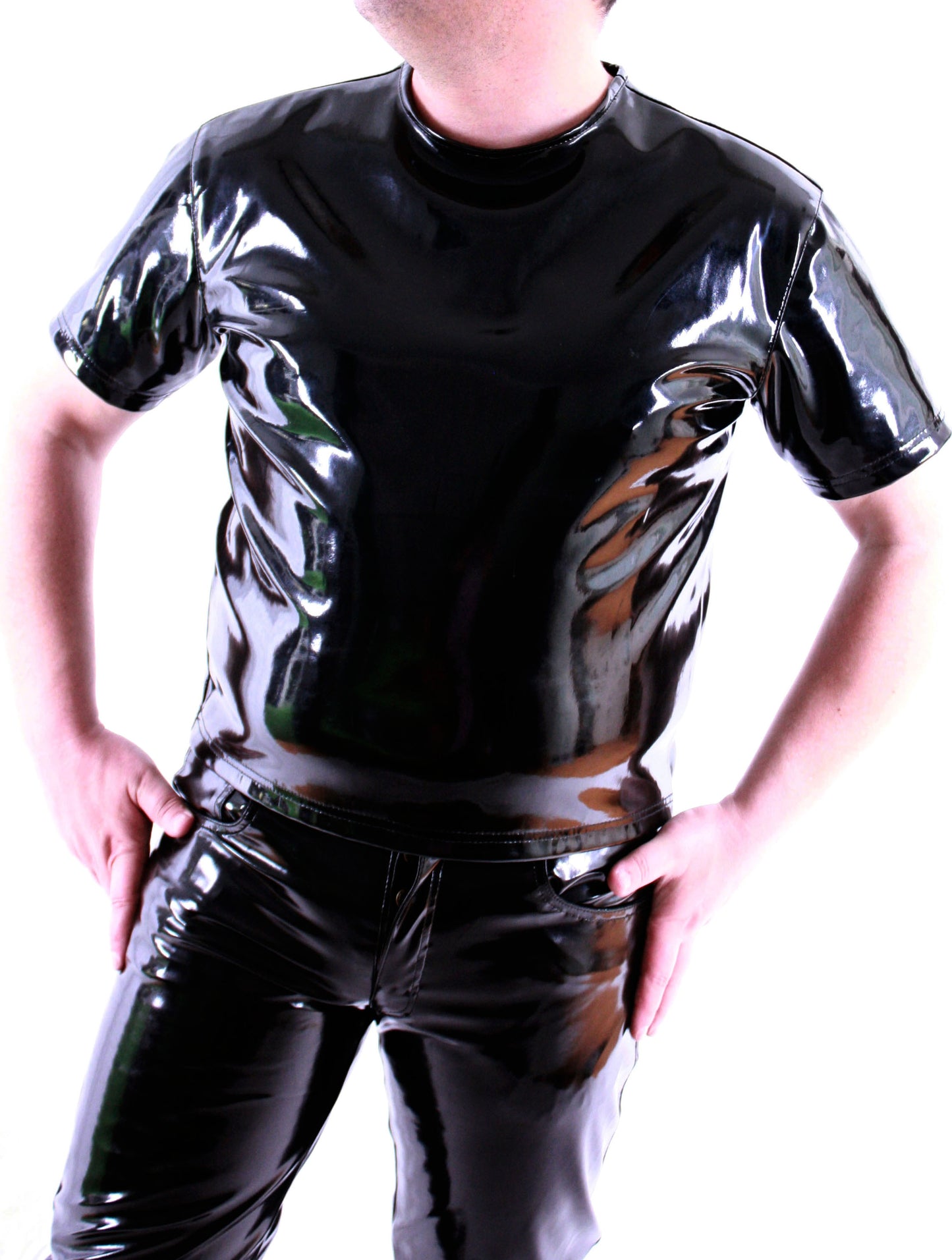 Herren knackiges Lack Shirt in Vinyl Qualität swz S M L XL XXL nur für Lack Fans
