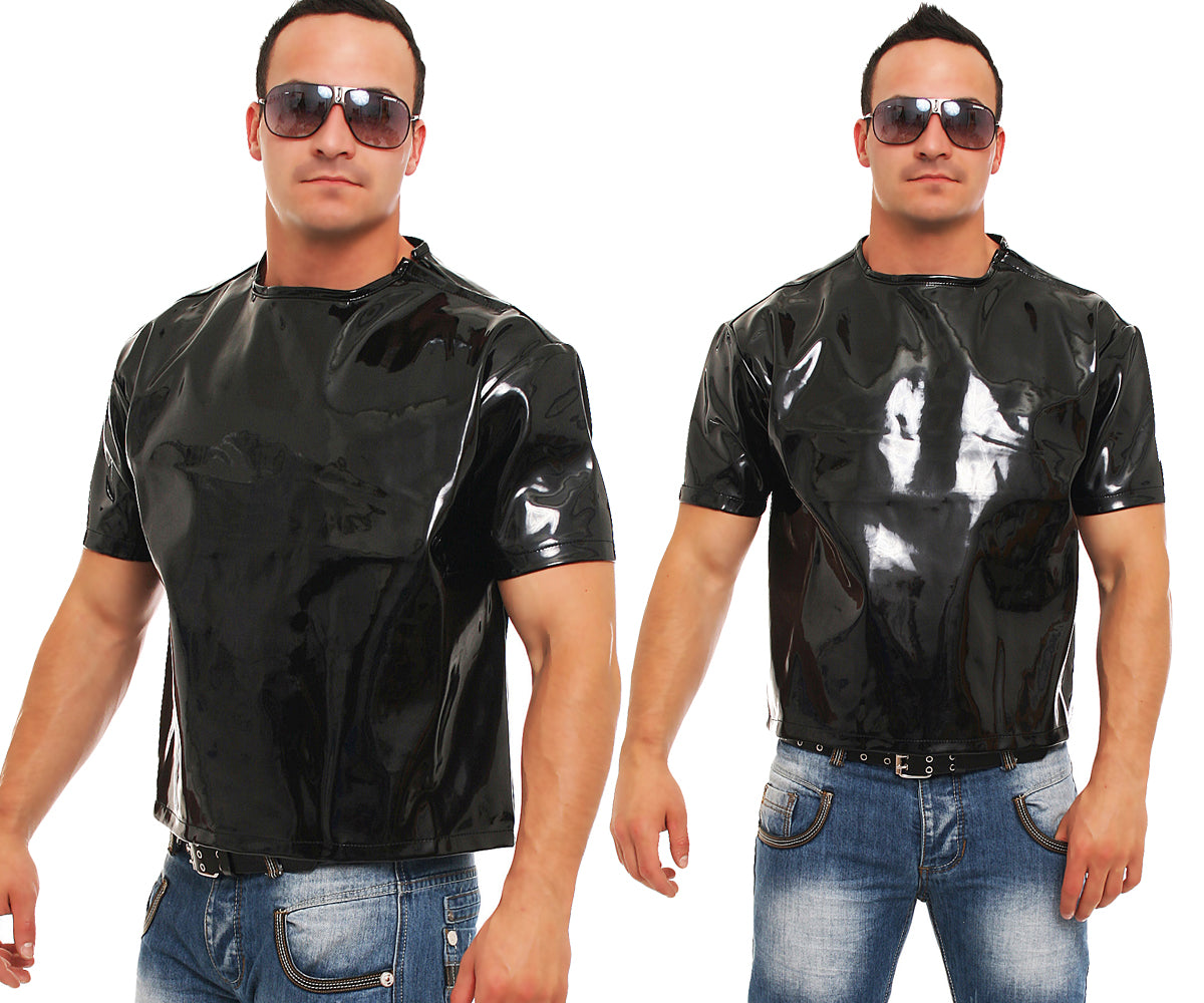 Herren knackiges Lack Shirt in Vinyl Qualität swz S M L XL XXL nur für Lack Fans