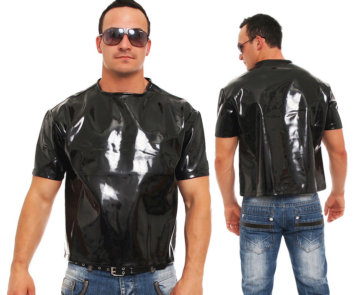 Herren knackiges Lack Shirt in Vinyl Qualität swz S M L XL XXL nur für Lack Fans