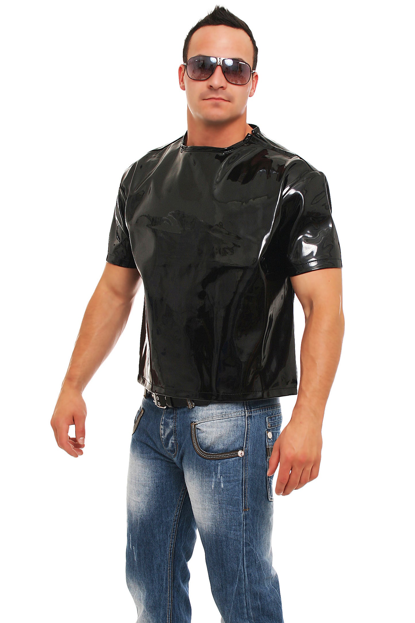 Herren knackiges Lack Shirt in Vinyl Qualität swz S M L XL XXL nur für Lack Fans