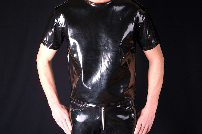 Herren knackiges Lack Shirt in Vinyl Qualität swz S M L XL XXL nur für Lack Fans