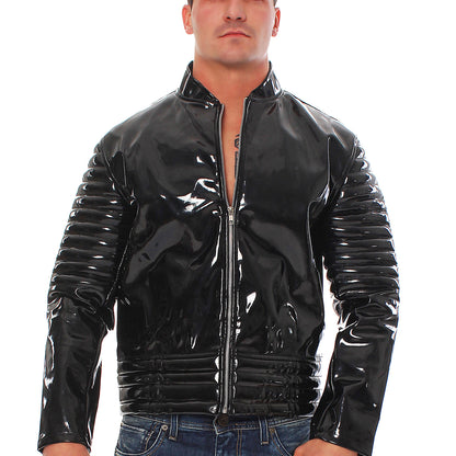 Lack Jacke Vinyl Qualität Oberarm Jackenende gesteppt div. Farben Reißverschluss