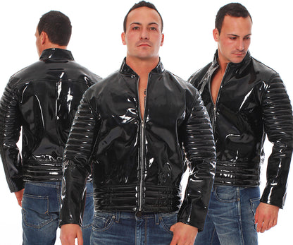 Lack Jacke Vinyl Qualität Oberarm Jackenende gesteppt div. Farben Reißverschluss