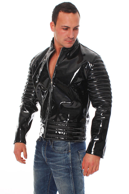 Lack Jacke Vinyl Qualität Oberarm Jackenende gesteppt div. Farben Reißverschluss