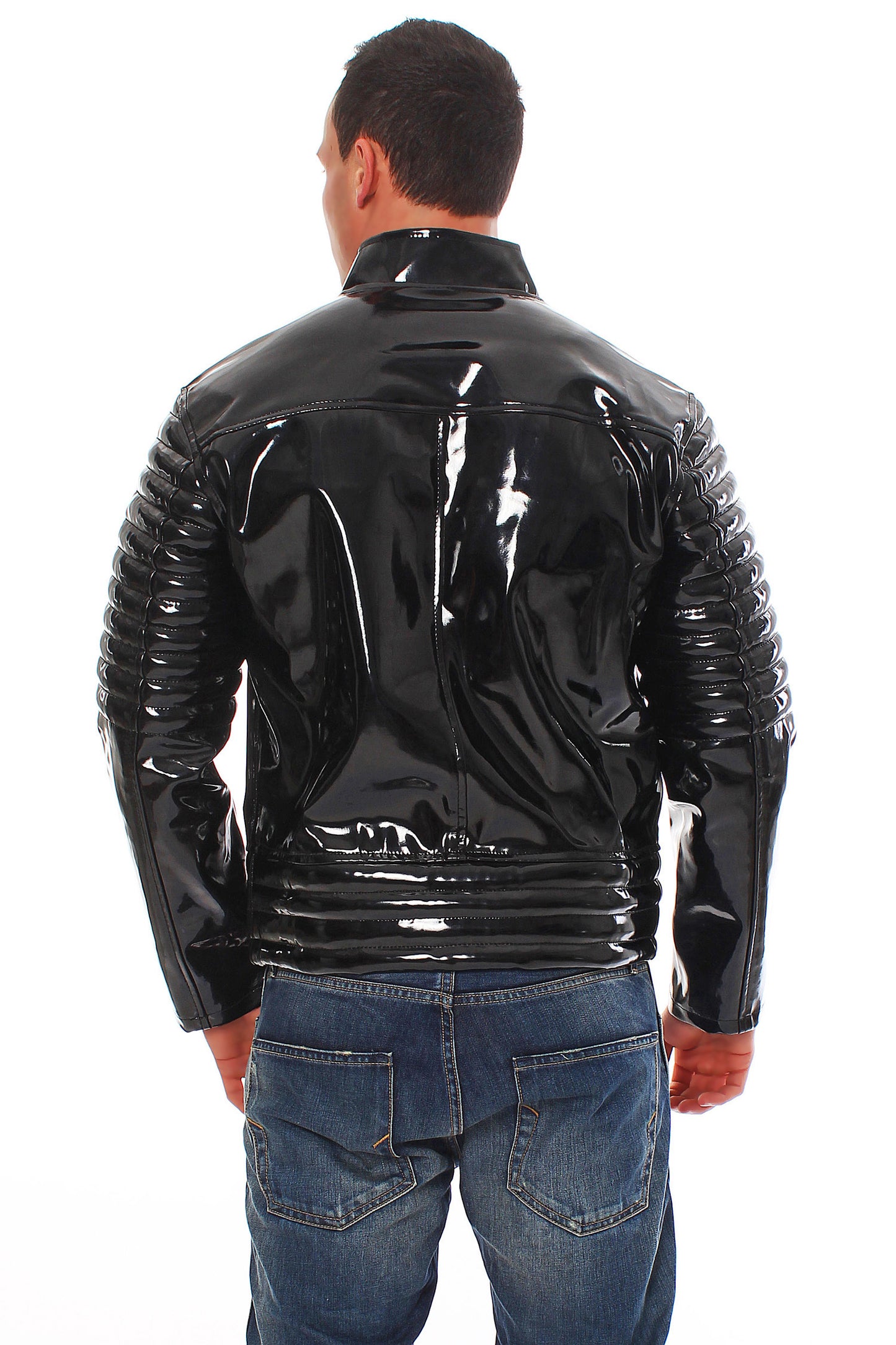 Lack Jacke Vinyl Qualität Oberarm Jackenende gesteppt div. Farben Reißverschluss