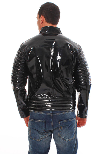 Lack Jacke Vinyl Qualität Oberarm Jackenende gesteppt div. Farben Reißverschluss
