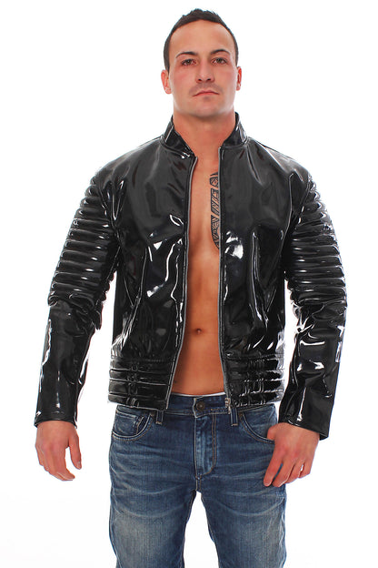 Lack Jacke Vinyl Qualität Oberarm Jackenende gesteppt div. Farben Reißverschluss