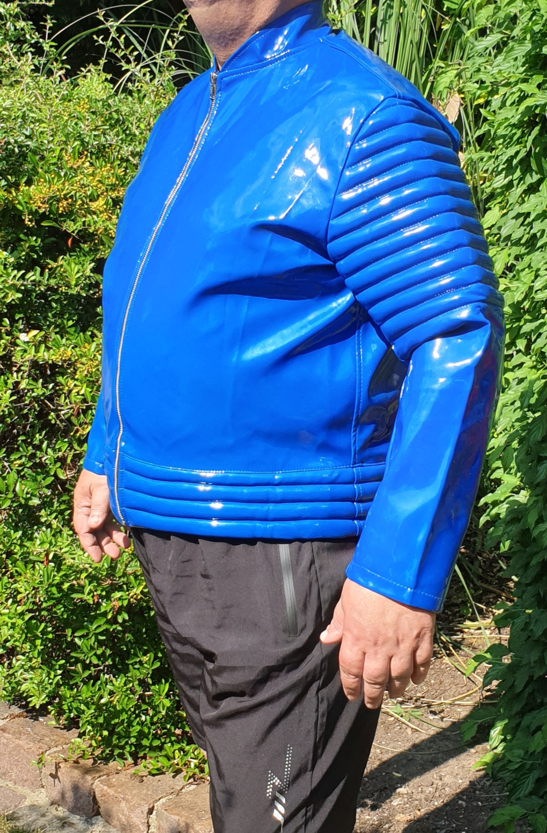 Lack Jacke Vinyl Qualität Oberarm Jackenende gesteppt div. Farben Reißverschluss