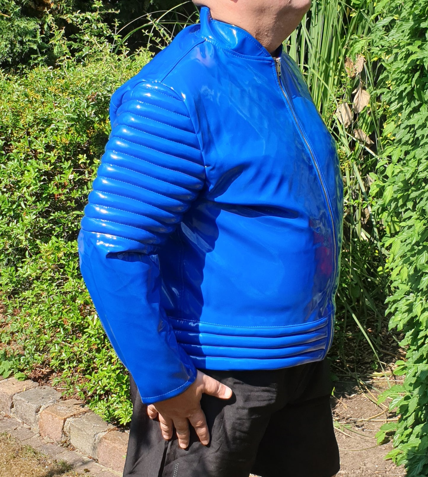 Lack Jacke Vinyl Qualität Oberarm Jackenende gesteppt div. Farben Reißverschluss