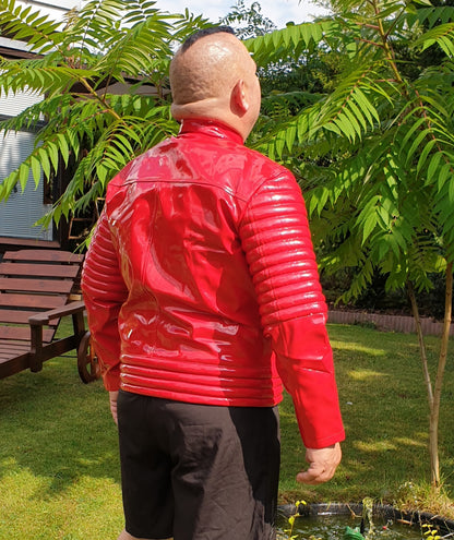Lack Jacke Vinyl Qualität Oberarm Jackenende gesteppt div. Farben Reißverschluss