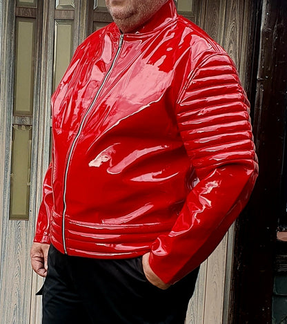 Lack Jacke Vinyl Qualität Oberarm Jackenende gesteppt div. Farben Reißverschluss