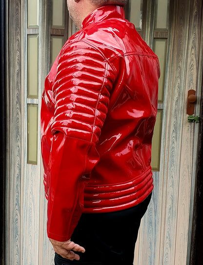 Lack Jacke Vinyl Qualität Oberarm Jackenende gesteppt div. Farben Reißverschluss