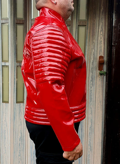 Lack Jacke Vinyl Qualität Oberarm Jackenende gesteppt div. Farben Reißverschluss