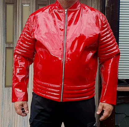 Lack Jacke Vinyl Qualität Oberarm Jackenende gesteppt div. Farben Reißverschluss
