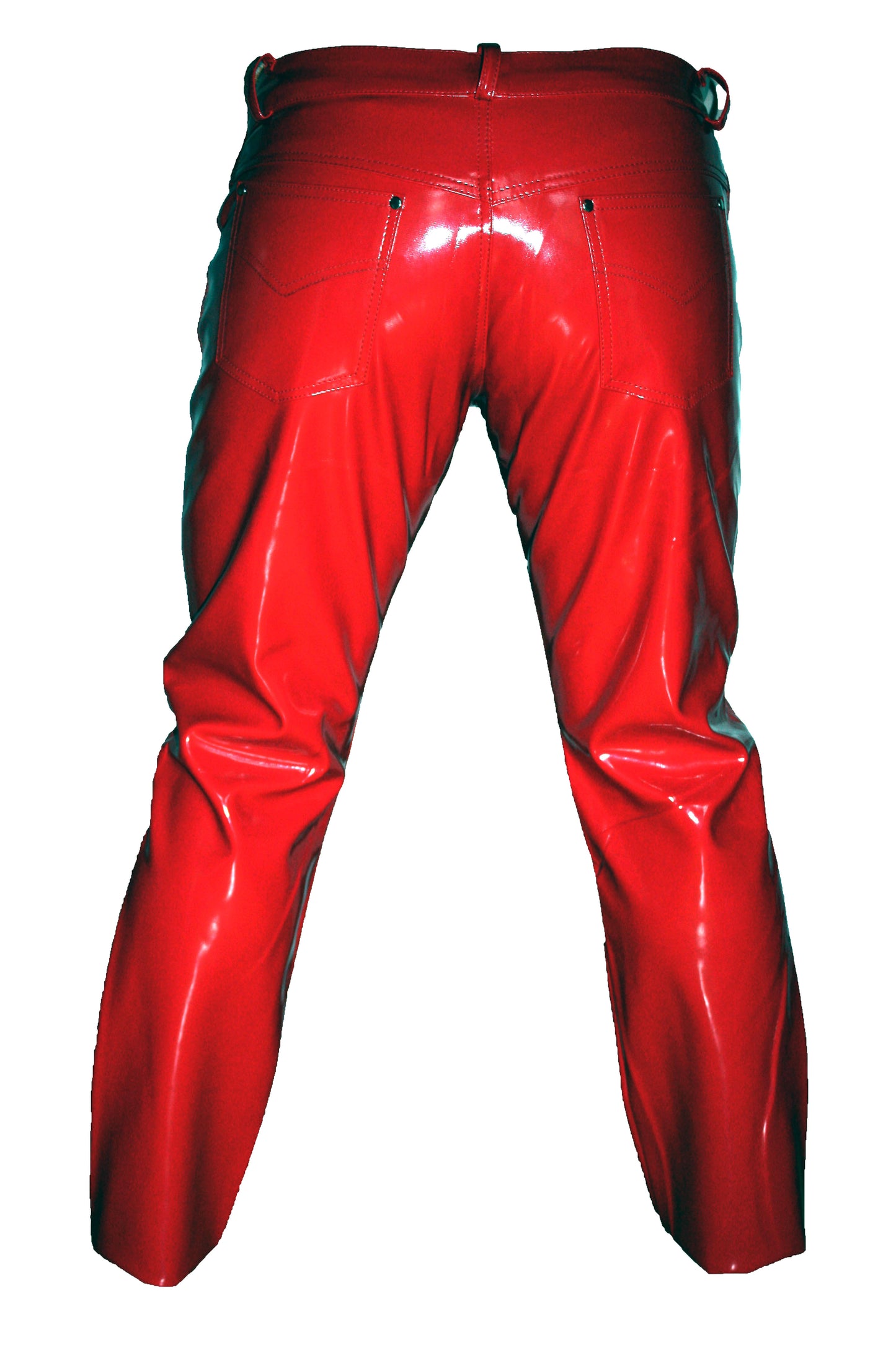 Lack Hose in Vinyl Qualität rot 5 Pocket Style Reißverschluss in alle Größen