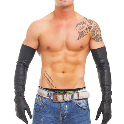 Mega Lange 64-69 cm echt Leder Handschuhe super weiches Rindsleder Nappaleder