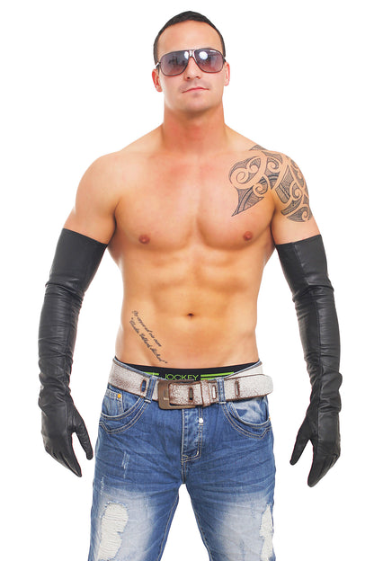 Mega Lange 64-69 cm echt Leder Handschuhe super weiches Rindsleder Nappaleder