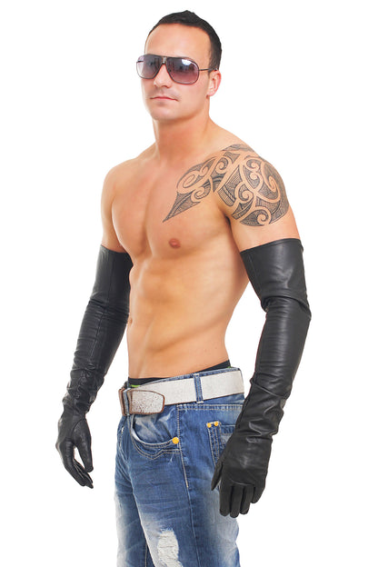 Mega Lange 64-69 cm echt Leder Handschuhe super weiches Rindsleder Nappaleder