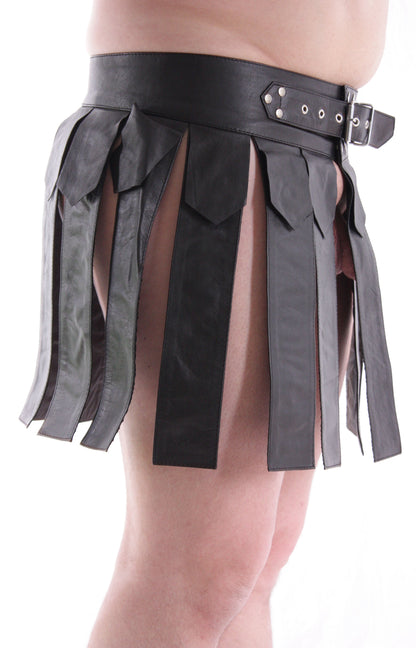 Gladiator Rock Kilt echt Leder weiches Rindsleder Nappaleder Unisex black Gürtel