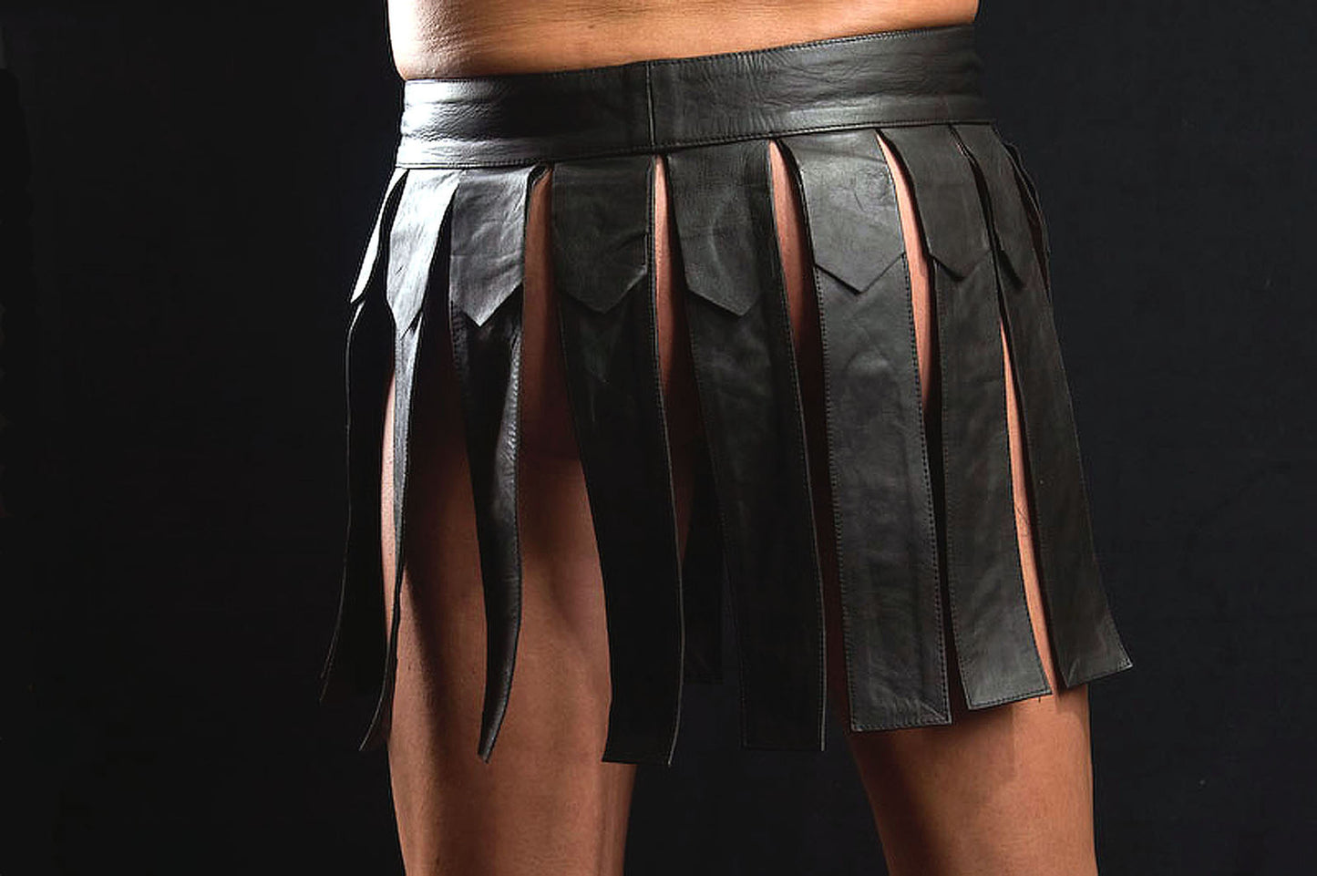 Gladiator Rock Kilt echt Leder weiches Rindsleder Nappaleder Unisex black Gürtel