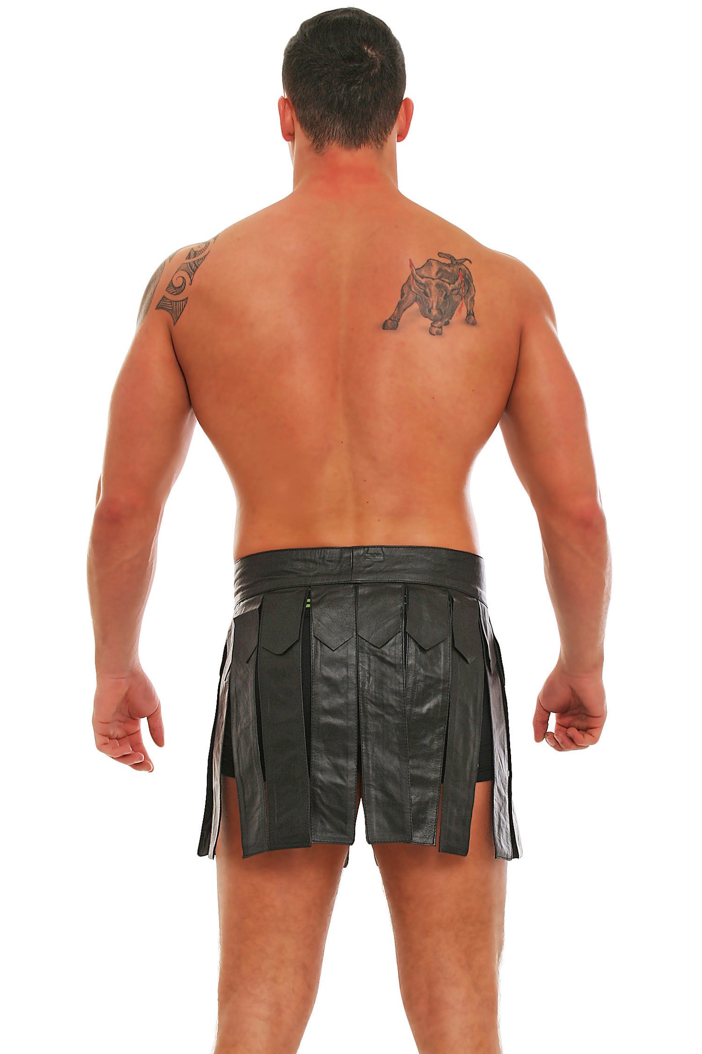 Gladiator Rock Kilt echt Leder weiches Rindsleder Nappaleder Unisex black Gürtel
