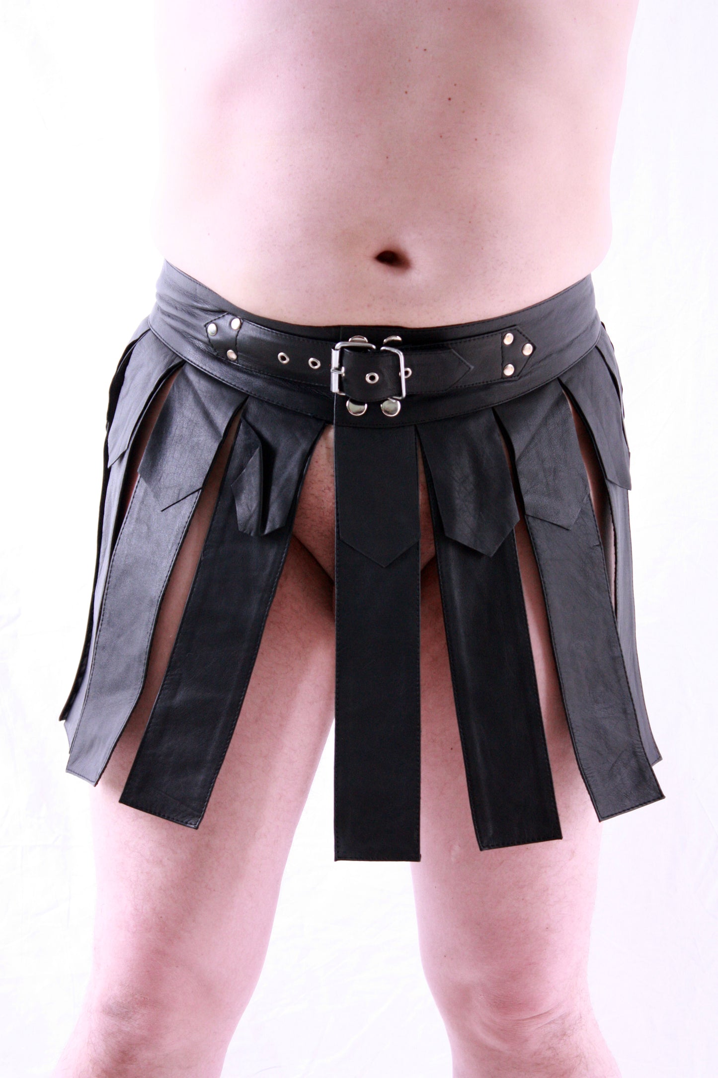 Gladiator Rock Kilt echt Leder weiches Rindsleder Nappaleder Unisex black Gürtel