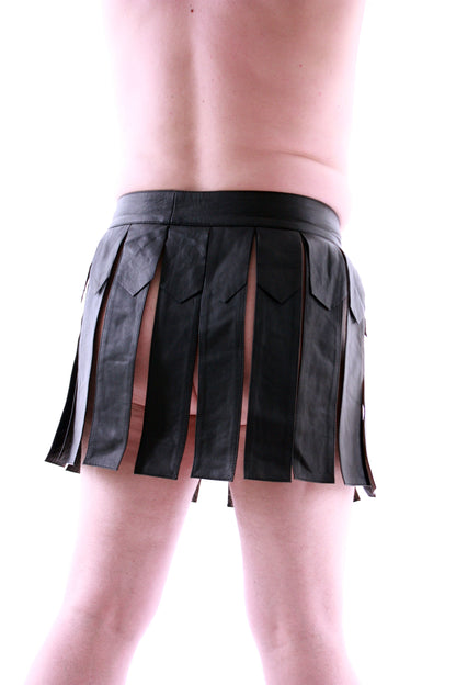 Gladiator Rock Kilt echt Leder weiches Rindsleder Nappaleder Unisex black Gürtel