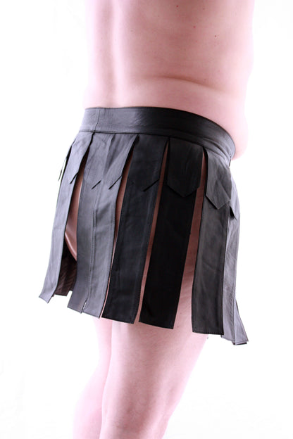 Gladiator Rock Kilt echt Leder weiches Rindsleder Nappaleder Unisex black Gürtel