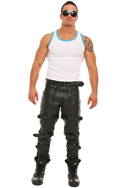 Echt Leder Hose super weiches Rindsleder Nappaleder abschließbare Lederhose