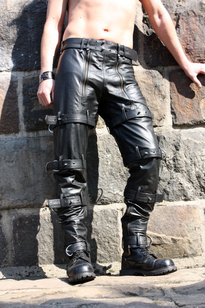 Echt Leder Hose super weiches Rindsleder Nappaleder abschließbare Lederhose