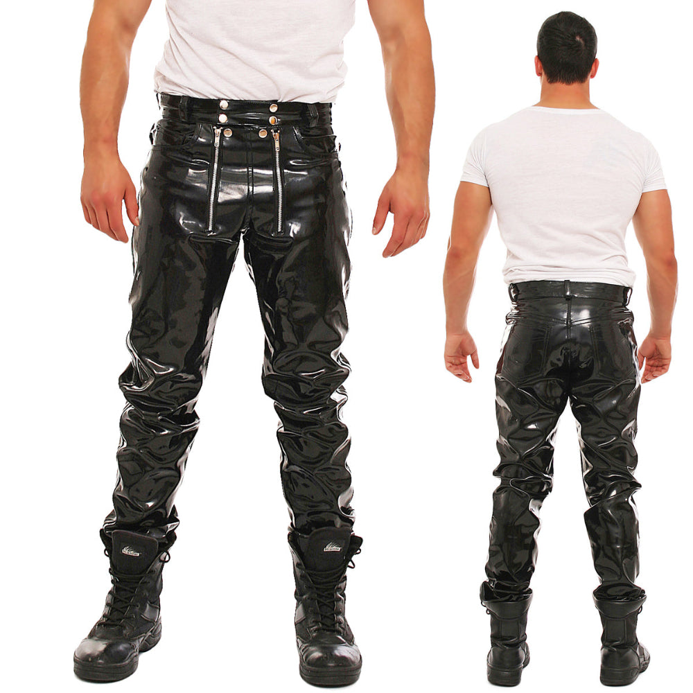 Lack Hose in Vinyl Qualität schwarz 5 Pocket Style Zimmermann Zipper alle Größen